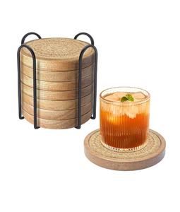 Gran Venta de posavasos organizador de mesa posavasos de madera al por mayor té café taza redonda posavasos de madera y acacia DE LA India - Product Image 3
