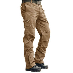 Pantalon de travail cargo 100% coton, respirant, coupe-vent, taille élastique, style décontracté, multi-poches, léger, polyester - Product Image 1