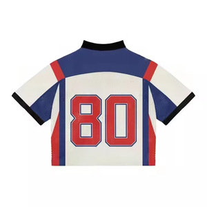Camiseta de fútbol cuadrada de secado rápido personalizada de fábrica, ropa de calle de manga corta barata, con estampado de malla Digital camisetas de fútbol, fútbol americano - Product Image 3