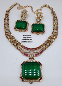 Conjunto de Collar de Alta Calidad con Acabado Dorado, Piedra Doble, Hermoso Diseño, Perfecto para Fiestas, Uso Diario, Conjunto de Collar de Lujo - Product Image 2