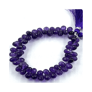 Premium haute qualité 7-8mm naturel violet améthyste Quartz larme Briolette facettes pierre perles fabrication de bijoux prix de gros - Product Image 4