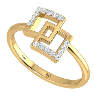 Bague de luxe pour femme en or 14 carats et diamants naturels avec taille brillant rond |   0,10 carats - Product Image 3