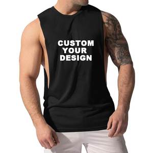 Camiseta sin mangas informal de verano para hombre, chaleco de gimnasio transpirable de talla grande con logotipo personalizado, Camiseta deportiva de punto lavada de Color sólido - Product Image 4