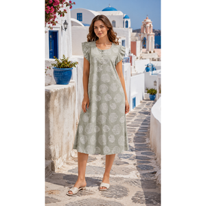 Evolove X Venus Camisón Corto de Rayón Muslin Dobby con Textura Floral para Mujer - Suave y Transpirable Talla XL (SNGDB111OG) - Product Image 3