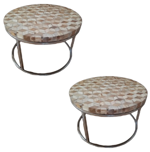 Mesa redonda de madera clásica moderna de alta calidad de Indonesia con acero inoxidable (SS) para uso al aire libre en hoteles muebles de sala de estar - Product Image 2