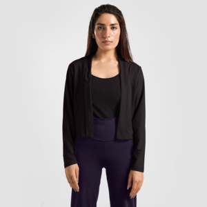 Long Acrylic Yoga Cardigan with Print Pattern Casual Black Style - Product Image 1