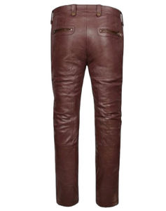 Pantalon de motard premium pour homme, coupe régulière, cuir de vachette aniline, hiver, droit, coupe-vent, doux, durable, grande taille, motards - Product Image 2