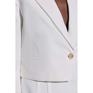 Chaqueta Blazer Corta Blanca 100% Poliéster Estilo Diario - Product Image 4