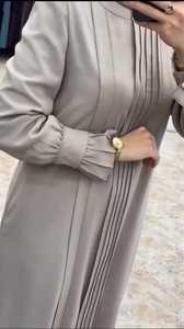 Elegante modesto bordado a mano de las mujeres parada Abayas Formal tradicional Dubai vestidos de tela transpirable - Product Image 5