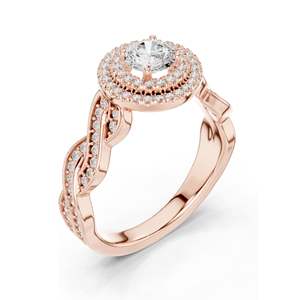 Bague de fiançailles pour femme avec halo de diamants de laboratoire ronds brillants de 1,006 carats, clarté VVS-VS EF, or 18 carats, 14 carats, 10 carats et argent 925 - Product Image 4