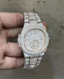 Montre en diamant Moissanite certifié GRA VVS pour homme, passe le testeur de diamant, acier inoxydable, montre de luxe sertie de diamants, style Hip Hop - Product Image 1