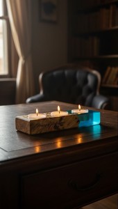Trending Handmade Wood & Resin <b>Scented</b> Votive <b>Candle</b> Holder for Diwali Home Decoration - Product Image 3