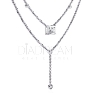 Nuevo Collar de Lujo para Mujer, Único, de Doble Capa, Plata de Ley 925, Diamante Cultivado en Laboratorio, Certificado IGI, Accesorio Moderno para Boda - Product Image 6
