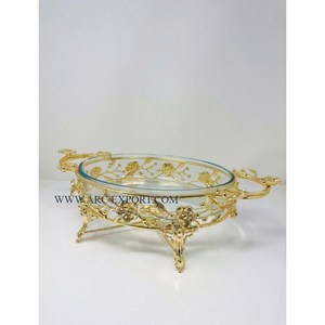 Restaurante Cocina Comida Olla caliente Clase transparente Decoración de mesa Hecho a mano Tamaño grande Accesorios de cocina de metal Plato para servir comida - Product Image 3