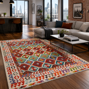 Tapis lavable en chenille RW7141 Yrk Crimson Tribal de Rug Weavers, vente en gros et dropshipping, 10 tailles - Product Image 3