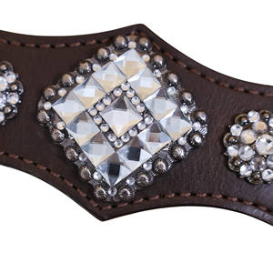 Premium Western Horse Tack Sets Silver Glitter inlay Decorado Cuero Headstall y Gladiator Breast Collar OEM Fabricante - Product Image 5