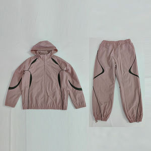 Ensemble de survêtement de jogging pour homme en coton 100% avec logo personnalisé d'usine |   Veste coupe-vent respirante Pantalon de survêtement à taille élastique - Product Image 1