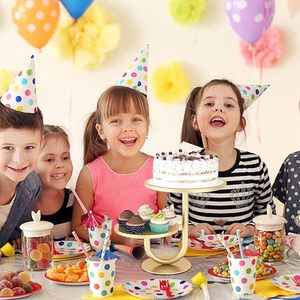 Trending 2 Tier Gold Metal Round Cake & Cupcake Stand en tarifa al por mayor para restaurante Hotel Home - Product Image 4
