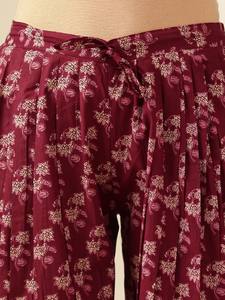 Kurta de algodón puro regular con estampado floral étnico para mujer con Salwar y Dupatta indio Pakistán Salwar kameez - Product Image 4