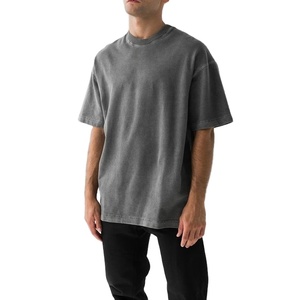 T-shirt en coton délavé à l'acide de poids lourd surdimensionné de conception personnalisée du fabricant en gros pour hommes Streetwear respirant - Product Image 3