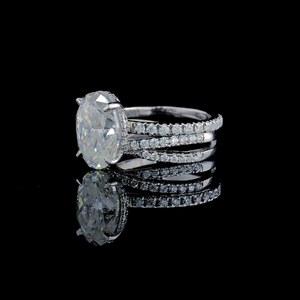Bague d'anniversaire en diamant Moissanite de taille ovale 2.50ct cadeau pour bague femme ensemble or blanc bijoux fins en argent sterling 925 - Product Image 3