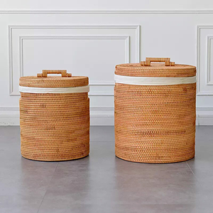 Panier de rangement en rotin vintage avec couvercle au meilleur prix-parfait pour la maison et le bureau - Product Image 4