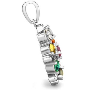 Pendentif médaillon en argent sterling 92,5 avec pierre naturelle certifiée Navratna, en forme de fleur, neuf planètes, style tendance pour hommes et femmes - Product Image 4