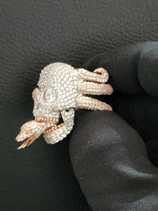 Hip Hop ICE OUT VVS Lab 10K 14K 18K Gold Full Diamond ทรงกลมแหวนหัวกะโหลกสุดหรูเครื่องประดับแบบสั่งทำแหวนผู้ชายอินเทรนด์ - Product Image 3