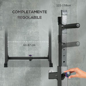 SPORTNOW <b>Adjustable</b> Height and Width Steel EVA <b>Barbell</b> Stand 60-87x65x121-158cm Black with Comfortable 65x121mm EVA Cushion - Product Image 5