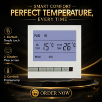 Thermostat numérique pour ventilo-convecteur Telin AC805F, 3 vitesses, ignifuge PC+ABS, installation facile, économie d'énergie, design traditionnel/moderne pour