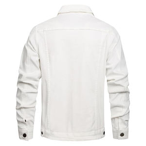 Veste en jean décontractée vintage pour homme, hiver, délavée à l'acide, broderie, patchwork, boutons, mélange polyester/coton, coupe-vent - Product Image 2