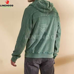 Sudadera con capucha con lavado ácido y media cremallera para hombre de último diseño 100% algodón básico para invierno patrón sólido - Product Image 3