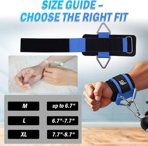 Manchons de poignet souples en néoprène avec deux anneaux en D pour machines à câbles, entraînement musculaire, protection professionnelle, équipement de gym, usine OEM - Product Image 2