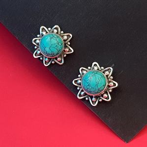 Señoras 925 plata esterlina bohemio Stud pendientes moda preciosa turquesa piedra preciosa diseñador joyería boda compromiso regalo - Product Image 2