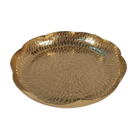 Plateau de service moderne en métal martelé doré, forme ronde avec motif étoile, motif décoratif, multifonctionnel pour la maison, l'hôtel, les mariages