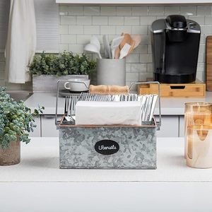 Best Sale <b>Kitchen</b> Rectangle Utensils Holder Galvanized Storage Holder For <b>Kitchen</b> Counter <b>Table</b> - Product Image 2