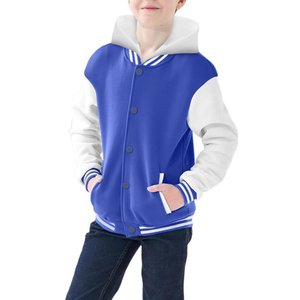 Baseball <b>Jackets</b> <b>Boys</b> Girls Fit Varsity <b>Jacket</b> Casual Lightweight Plain Cardigan Button School Coat - Product Image 2