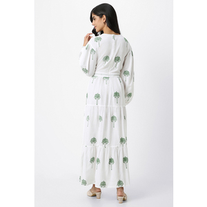 เดรสแม็กซี่แขนยาวชิคของผู้หญิงพร้อมงานปักดีไซน์ใหม่สไตล์ลำลองและปาร์ตี้ - Product Image 2