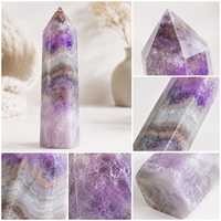 Tour en agate améthyste de 18 cm, pointe de cristal polie, obélisque en pierre précieuse, décoration d'intérieur, vente en gros, OEM personnalisé