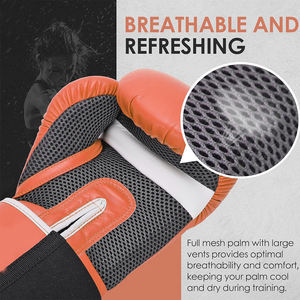 Gants en cuir de 12oz 14oz 16oz du Pakistan OEM en cuir Pu formation De Boxeo De Cuero Duraderos - Product Image 5