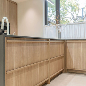 Minimalism Trắng sồi tủ bếp đảo tùy chỉnh đồ nội thất hiện đại Thiết lập japandi melamine Board tủ bếp thiết kế - Product Image 6