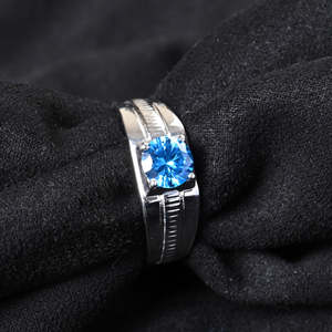 NOVAMART Fine Buy Premium 925 Pure Sterling <b>Silver</b> <b>Rings</b> for <b>Men</b> Boho Style Cluster Topaz Jade Main Rhodium Platinum Inlaid Whol - Product Image 2