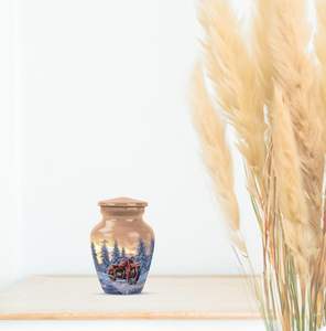 Hermosa urna conmemorativa del cielo para cenizas, urna de recuerdo conmemorativa para cenizas humanas para funeral de bebé, urna naranja majestuosa del cielo, tamaño personalizado - Product Image 4