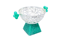 Bol à salade en acier fait main avec base en résine unique, compatible lave-vaisselle, design personnalisé, art moderne, style antique, non toxique, durable, multi-usages