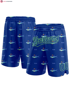 Pantalones cortos de baloncesto con patrón de mar de pez 3D de oro antiguo Real personalizados pantalones cortos de tablero de punto informales transpirables auténticos bordados - Product Image 2