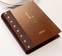 Cubierta de menú de madera A4 de alta calidad, carpeta de menú de café duradera, libro, soporte de menú de calidad de cuero PU para restaurante, Bar, suministros de Hotel