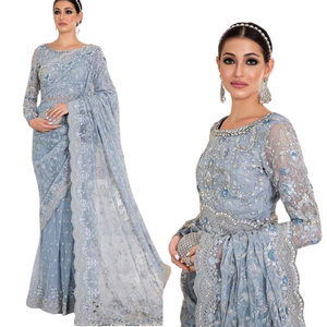 Venta caliente marca pakistaní diseñador saris para la boda de primera calidad listo para usar vestidos de mujer disponibles en precios baratos - Product Image 1