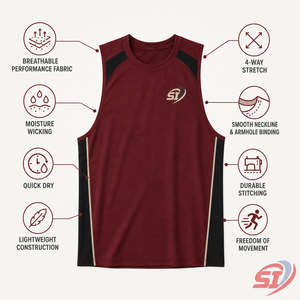 Custom Deep Armhole <b>Mens</b> <b>Gym</b> Tank Top Breathable Eco-Friendly Quick Dry Cotton/Polyester Muscle Training <b>Vest</b> - Product Image 4