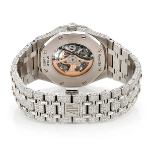 Montre-bracelet analogique chronographe de luxe pour homme avec boîtier, diamants en moissanite de clarté VVS, bracelet en acier inoxydable - Product Image 6