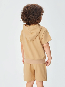 Conjunto Casual de Dos Piezas para Adultos de Invierno, Sudadera con Capucha y Pantalones Cortos de Color Sólido Personalizados - Product Image 3